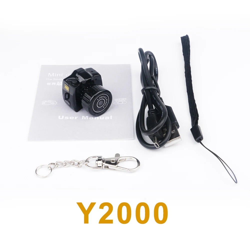 Y4000 Monoreflexes Style Mini Camera with Flash Lamp and Battery Dock Portable Video Recorder DV 1080P with LCD Screen Y3000