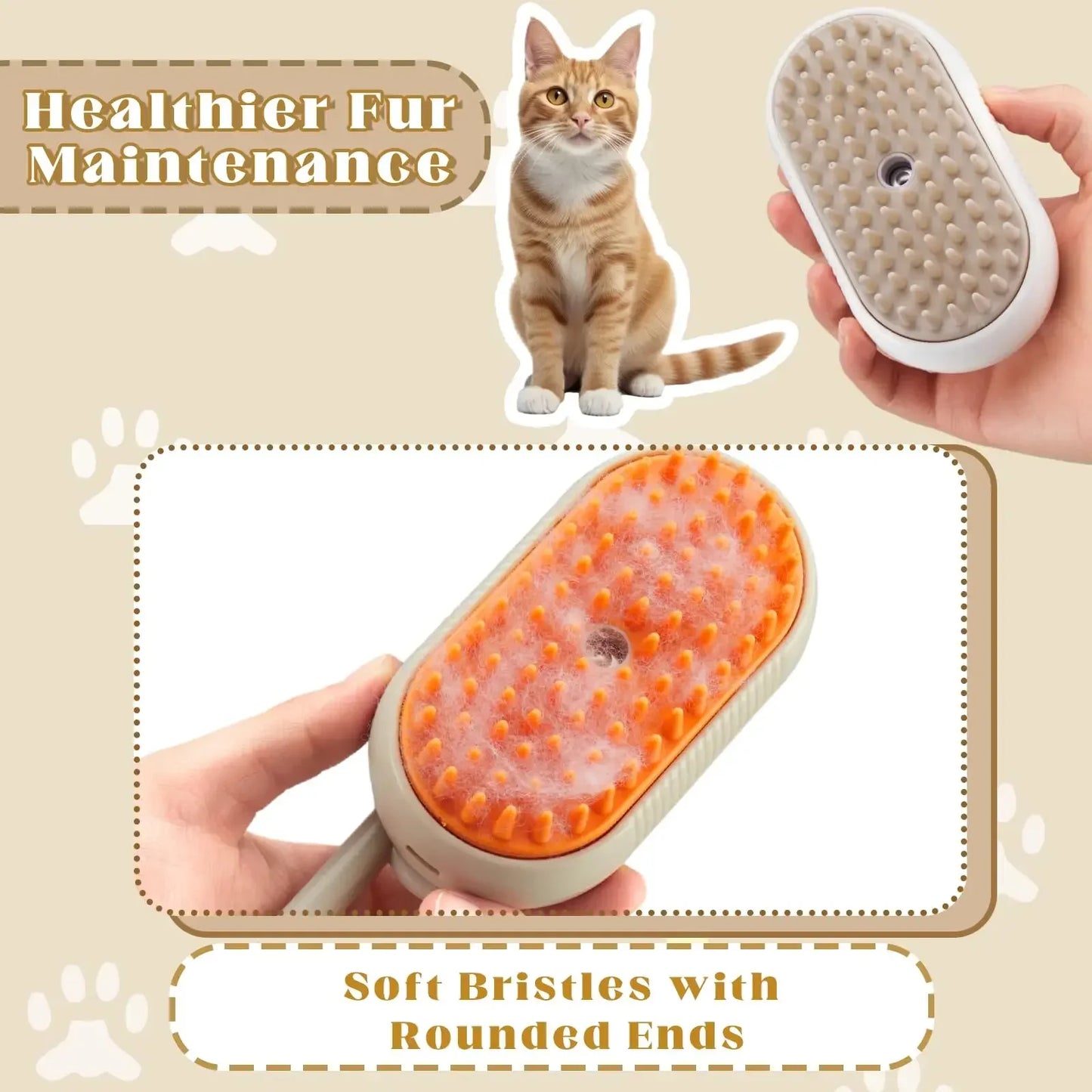 Transform Your Pet's Grooming Routine with the 3-in-1 Steamy Massage Brush - Effortless Hair Removal and Spa-Like Bathing Experience!