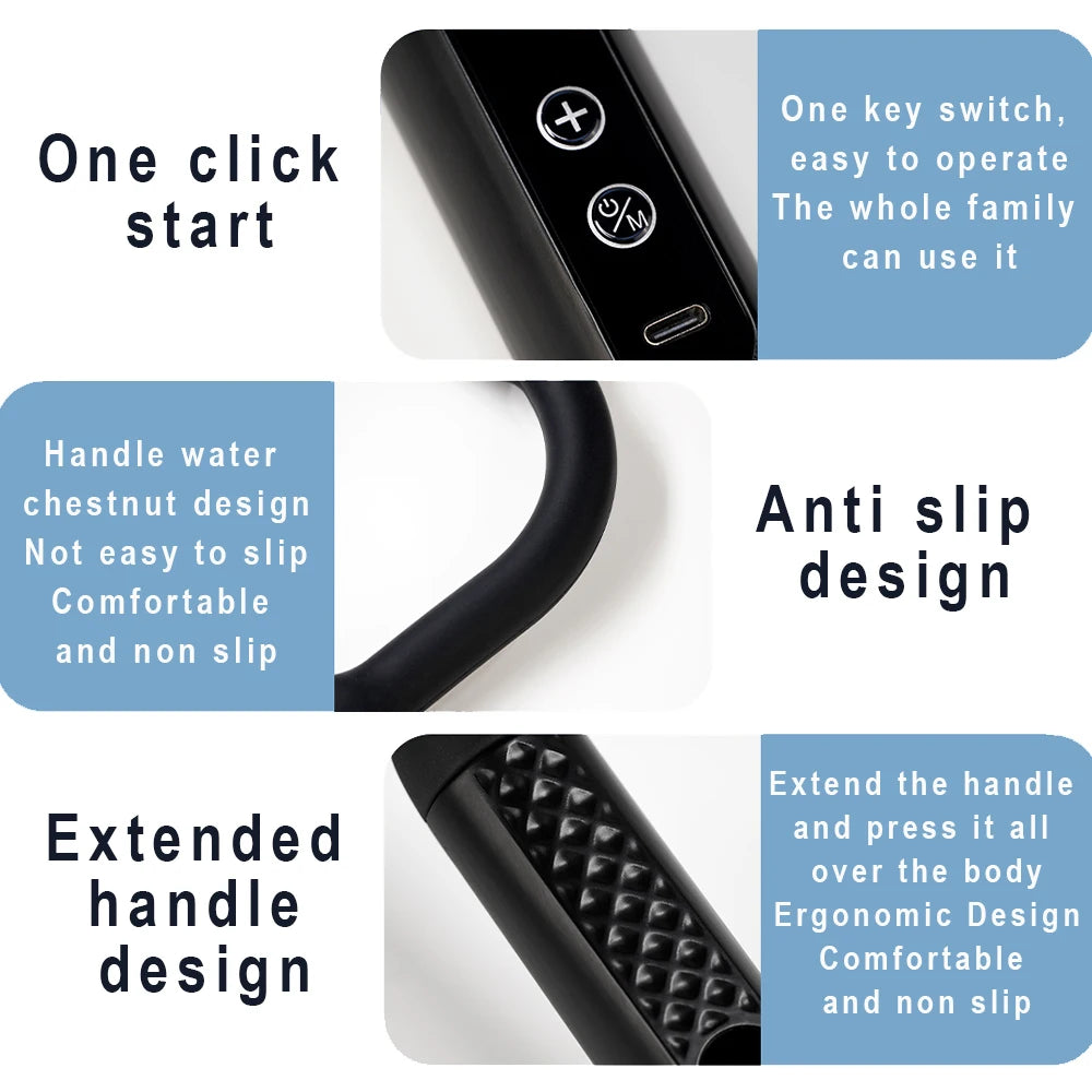 Ultimate Fascia Massage Gun with Extended Handle for Effortless Muscle Relief - Perfect for Upper and Lower Back