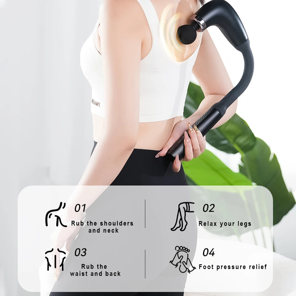 Ultimate Fascia Massage Gun with Extended Handle for Effortless Muscle Relief - Perfect for Upper and Lower Back