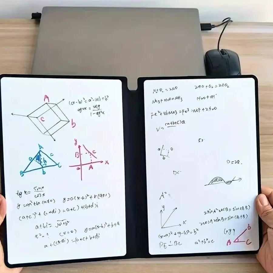 Elevate Your Planning with the A5 Reusable Whiteboard Notebook Set – Complete with Pen, Erasing Cloth, and Stylish Leather Cover!