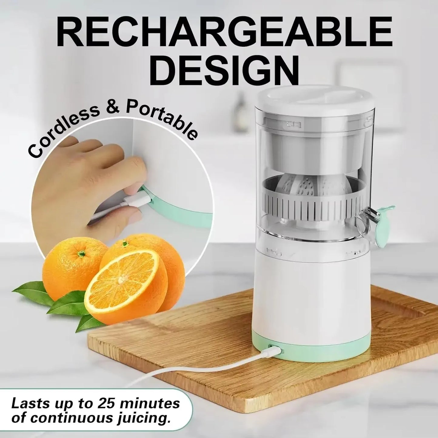 Wireless Automatic Citrus Juicer - Portable USB Charged Fruit Extractor for Effortless Juice Making