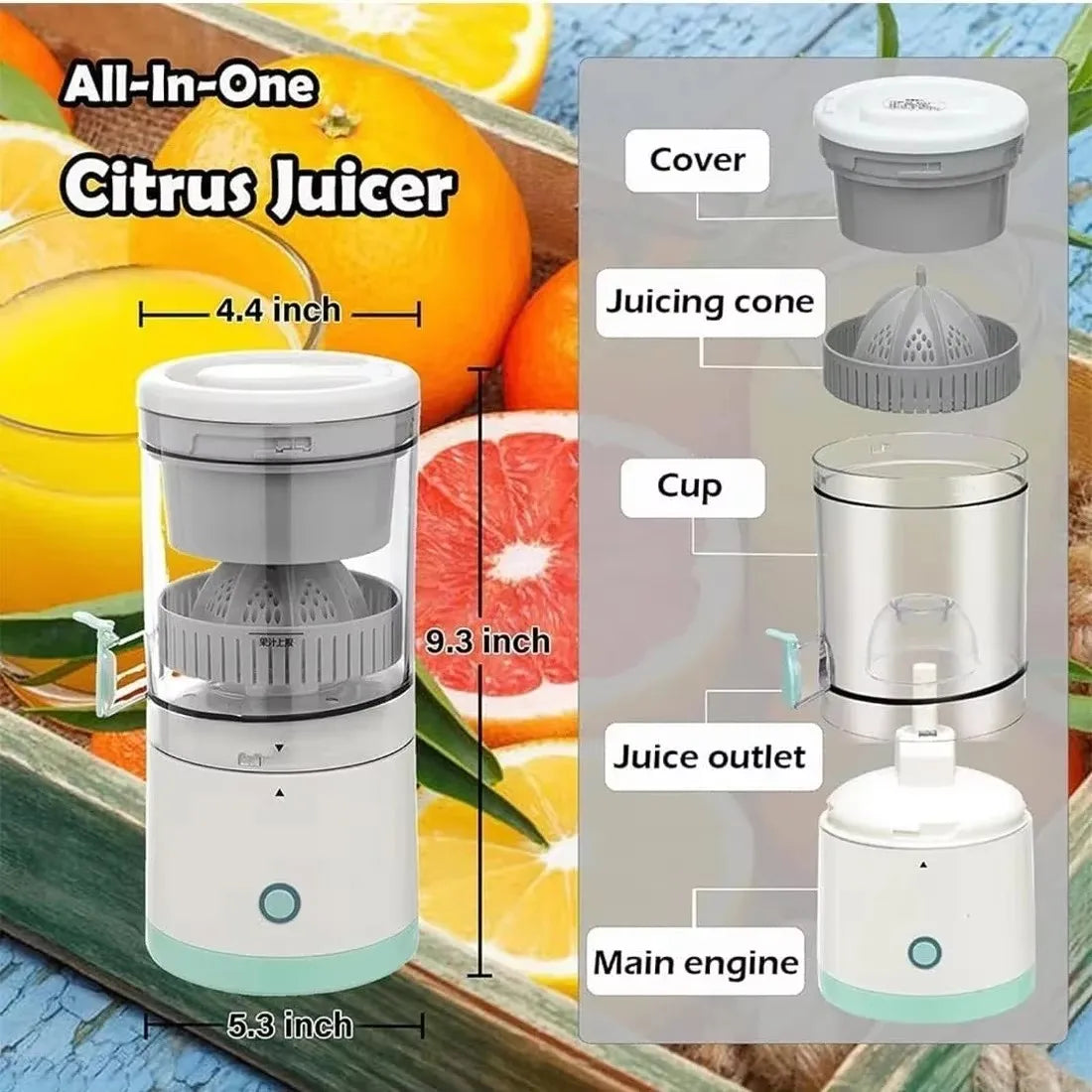 Wireless Automatic Citrus Juicer - Portable USB Charged Fruit Extractor for Effortless Juice Making