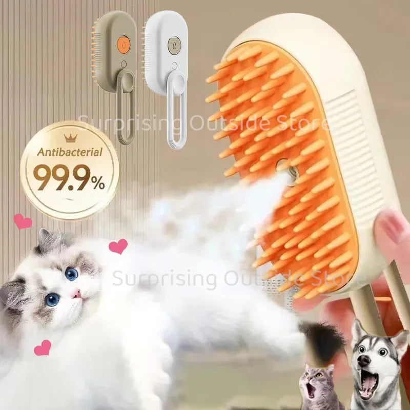 Transform Your Pet's Grooming Routine with the 3-in-1 Steamy Massage Brush - Effortless Hair Removal and Spa-Like Bathing Experience!