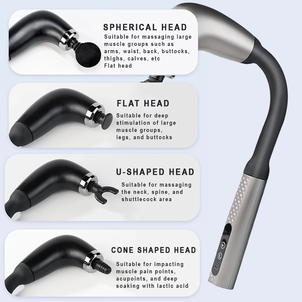 Ultimate Fascia Massage Gun with Extended Handle for Effortless Muscle Relief - Perfect for Upper and Lower Back