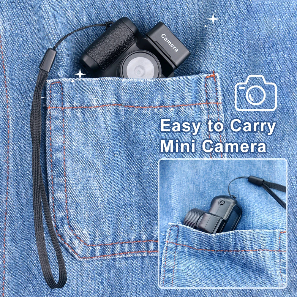 Y4000 Monoreflexes Style Mini Camera with Flash Lamp and Battery Dock Portable Video Recorder DV 1080P with LCD Screen Y3000