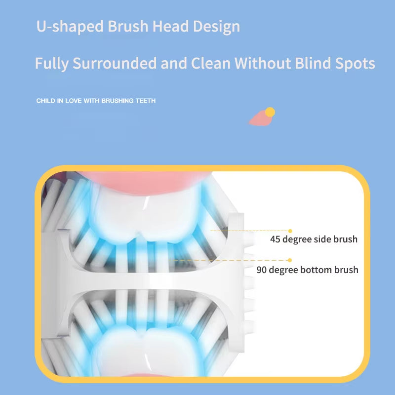 Advanced 360° Sonic Electric Toothbrush for Children - U-Shaped, Rechargeable, Featuring Smart Timer and Blue Light Disinfection