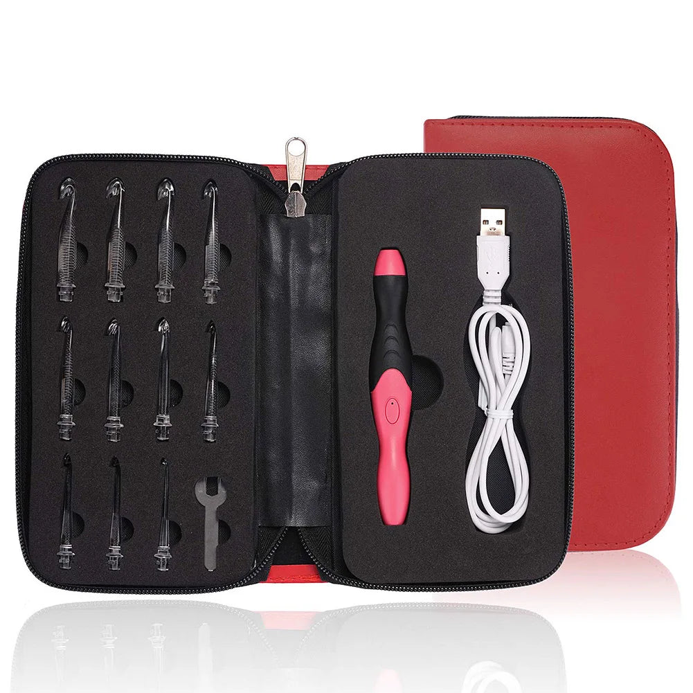 11 in 1 LED Light up Crochet Hooks Knitting Needles 2 Bright Levels USB Quick Charge Emergency Lighting Top Hook Sewing Handle