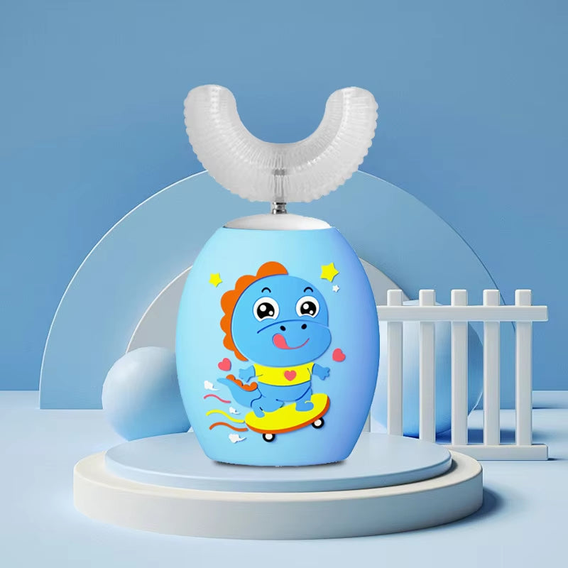 Advanced 360° Sonic Electric Toothbrush for Children - U-Shaped, Rechargeable, Featuring Smart Timer and Blue Light Disinfection