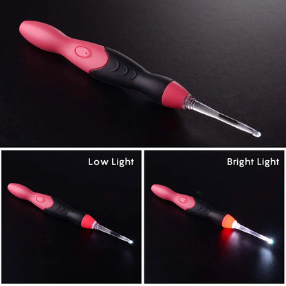 11 in 1 LED Light up Crochet Hooks Knitting Needles 2 Bright Levels USB Quick Charge Emergency Lighting Top Hook Sewing Handle