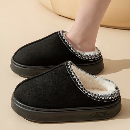 Imitation Deerskin Home Slippers with Thick Sole