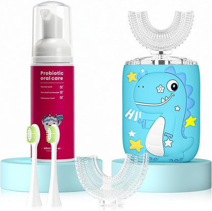 Advanced 360° Sonic Electric Toothbrush for Children - U-Shaped, Rechargeable, Featuring Smart Timer and Blue Light Disinfection