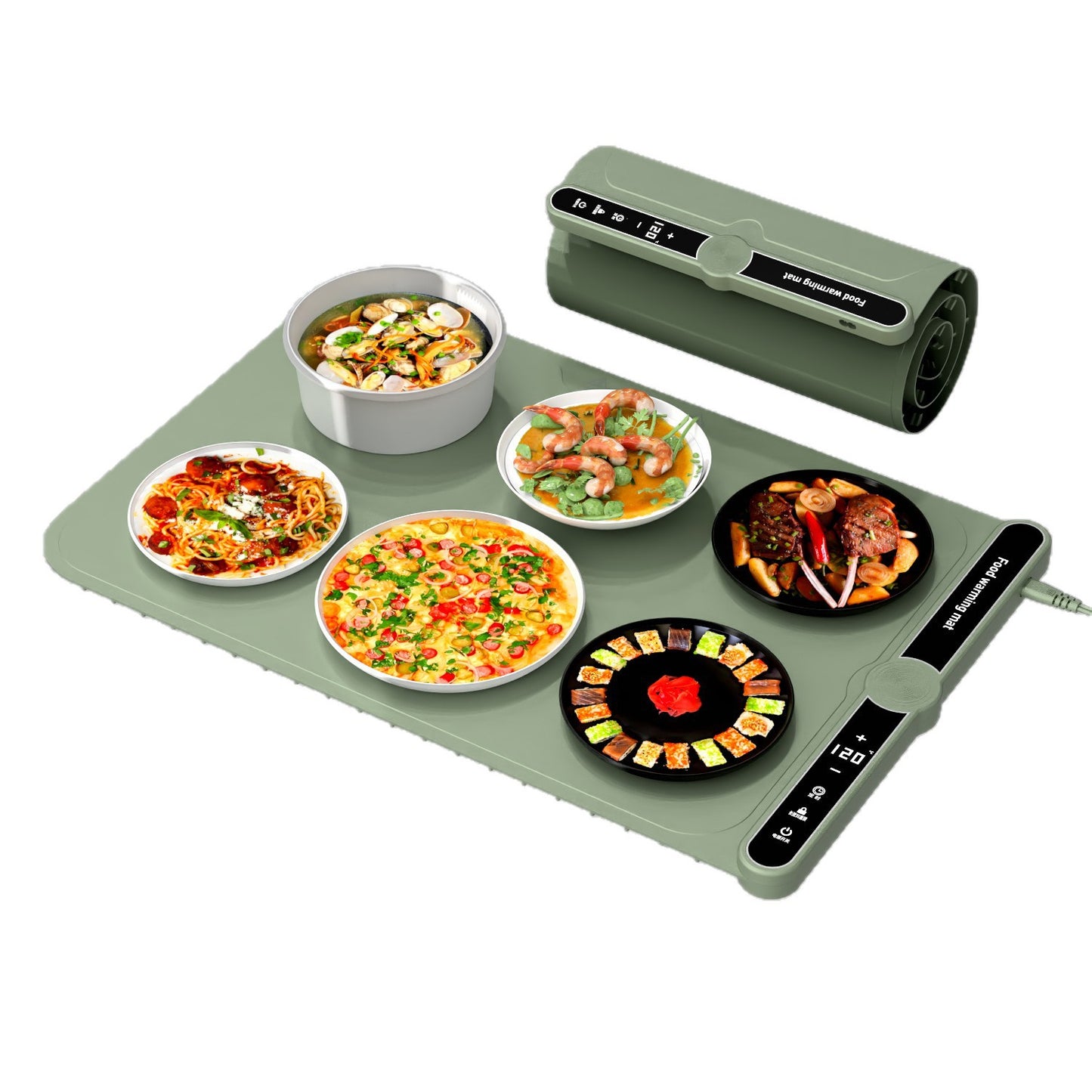 Flexible Silicone Food Warming Mat with 3 Temperature Settings