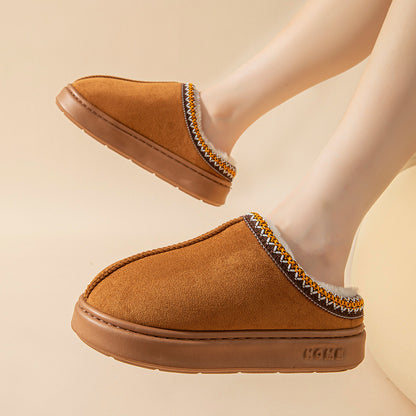 Imitation Deerskin Home Slippers with Thick Sole
