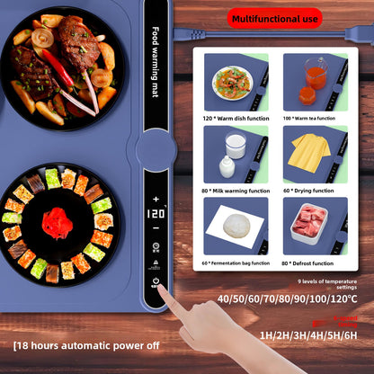 Flexible Silicone Food Warming Mat with 3 Temperature Settings