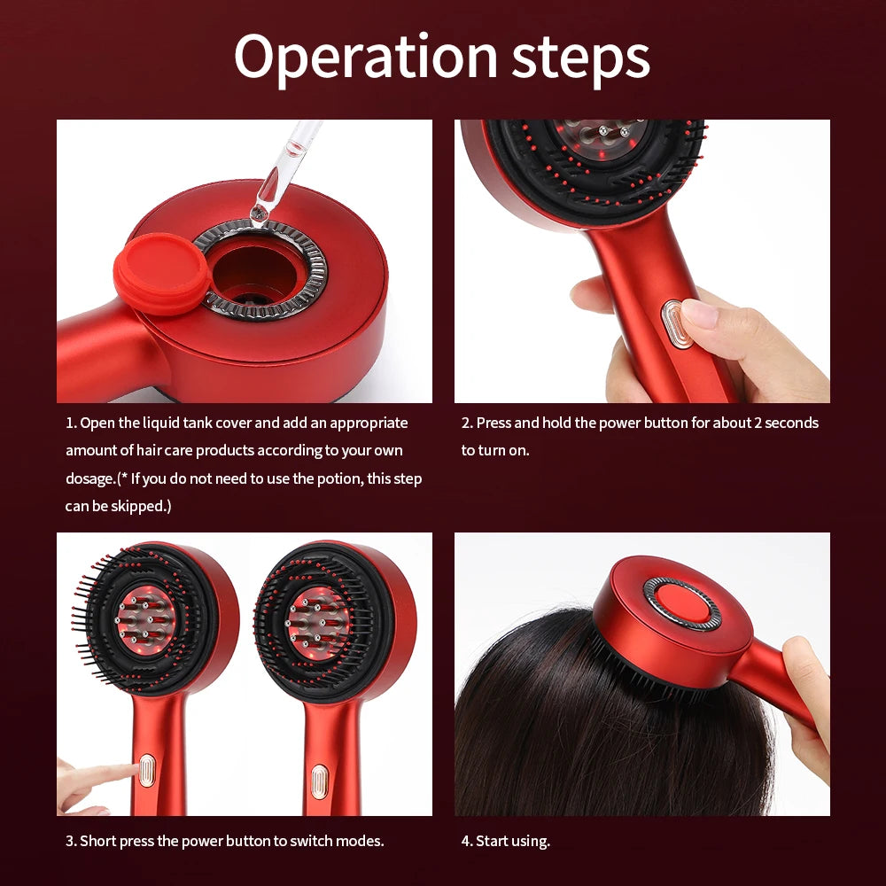 Electric Vibration Massage Comb with Red Light Therapy for Enhanced Hair Growth and Scalp Care