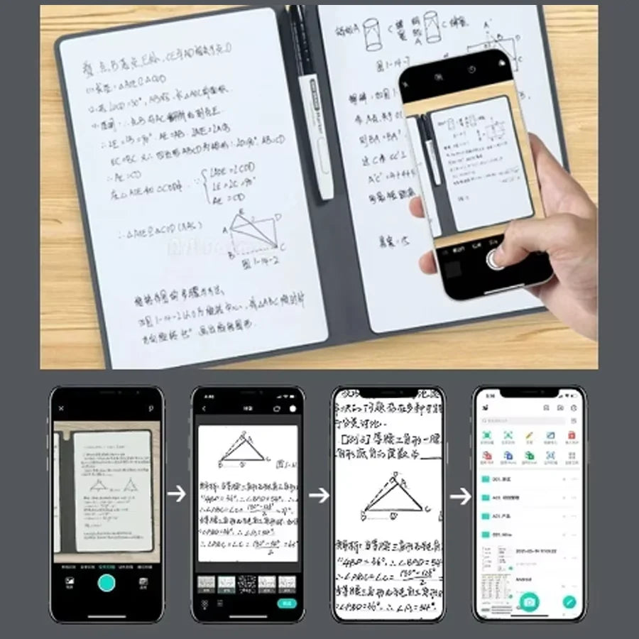 Elevate Your Planning with the A5 Reusable Whiteboard Notebook Set – Complete with Pen, Erasing Cloth, and Stylish Leather Cover!