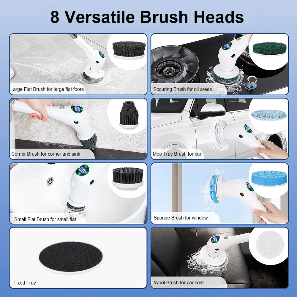 Revolutionize Your Cleaning Routine with the 8-in-1 Multifunctional Wireless Electric Cleaning Brush for Effortless Home Care