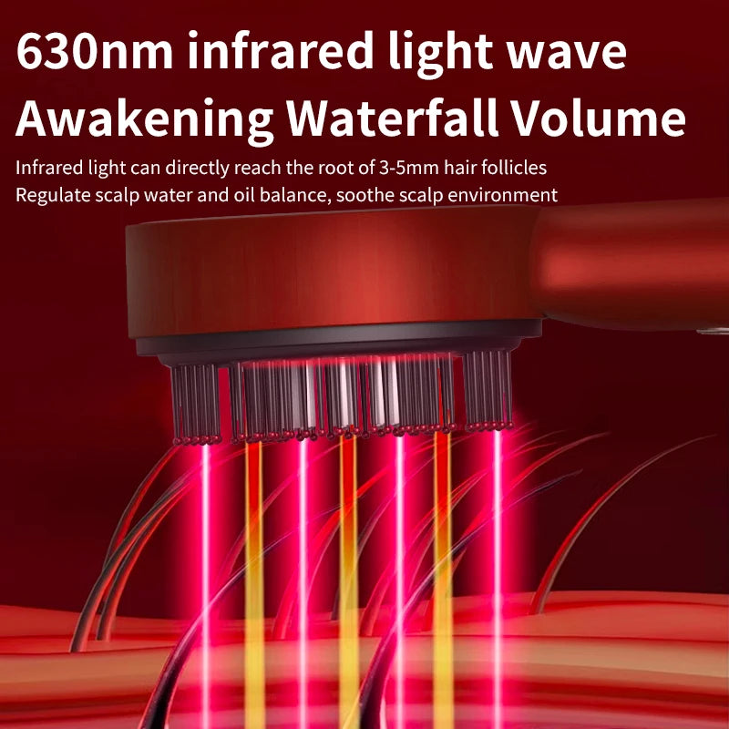 Electric Vibration Massage Comb with Red Light Therapy for Enhanced Hair Growth and Scalp Care