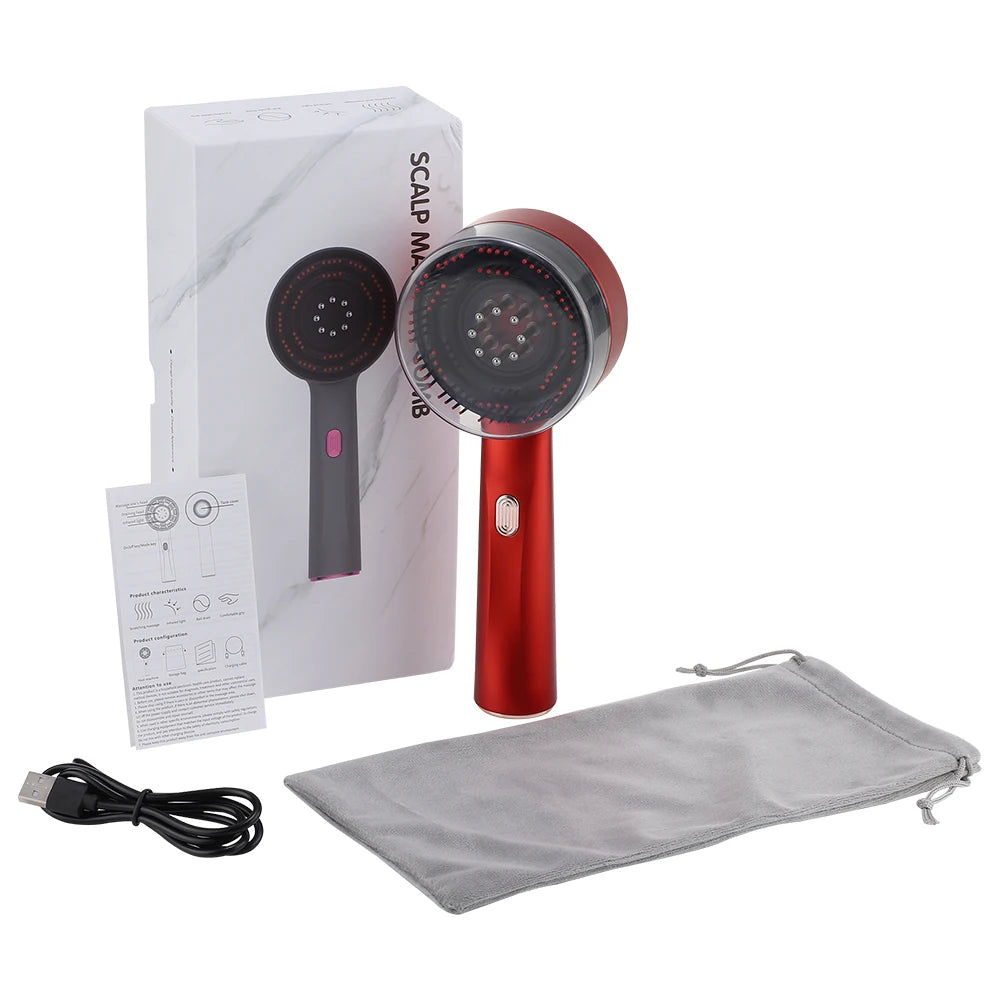 Electric Vibration Massage Comb with Red Light Therapy for Enhanced Hair Growth and Scalp Care