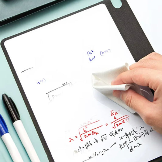 Elevate Your Planning with the A5 Reusable Whiteboard Notebook Set – Complete with Pen, Erasing Cloth, and Stylish Leather Cover!