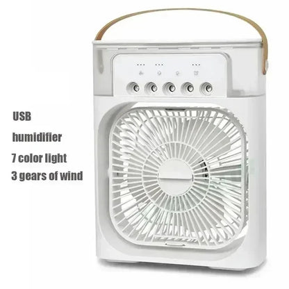 Experience Ultimate Comfort with the New Portable 3-in-1 Humidifier Fan – Mini USB Air Conditioner with LED Night Light and Water Mist Function!