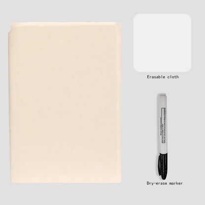 Elevate Your Planning with the A5 Reusable Whiteboard Notebook Set – Complete with Pen, Erasing Cloth, and Stylish Leather Cover!