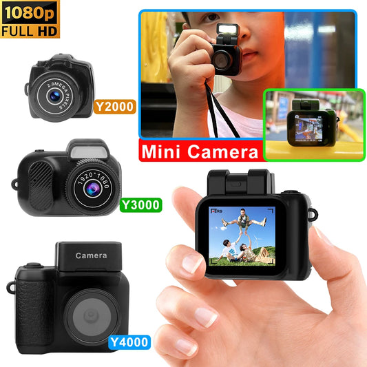 Y4000 Monoreflexes Style Mini Camera with Flash Lamp and Battery Dock Portable Video Recorder DV 1080P with LCD Screen Y3000