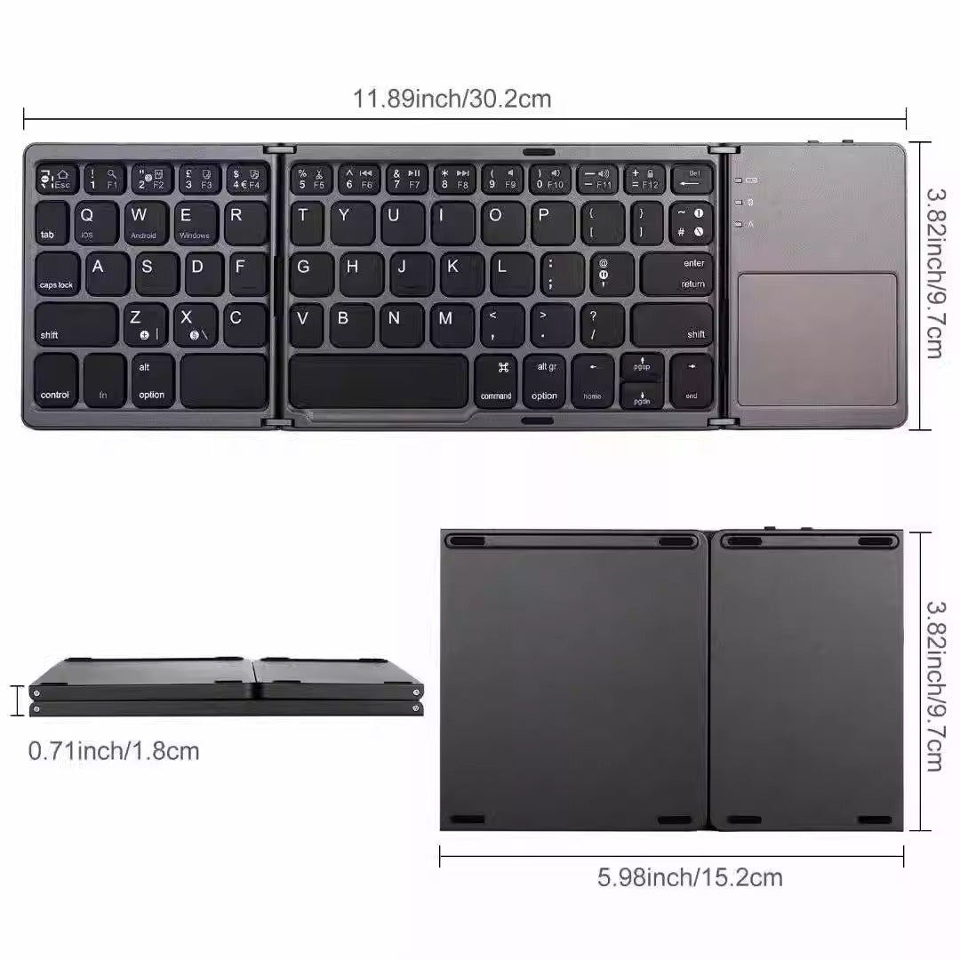 Portable Foldable Bluetooth Keyboard with Touchpad