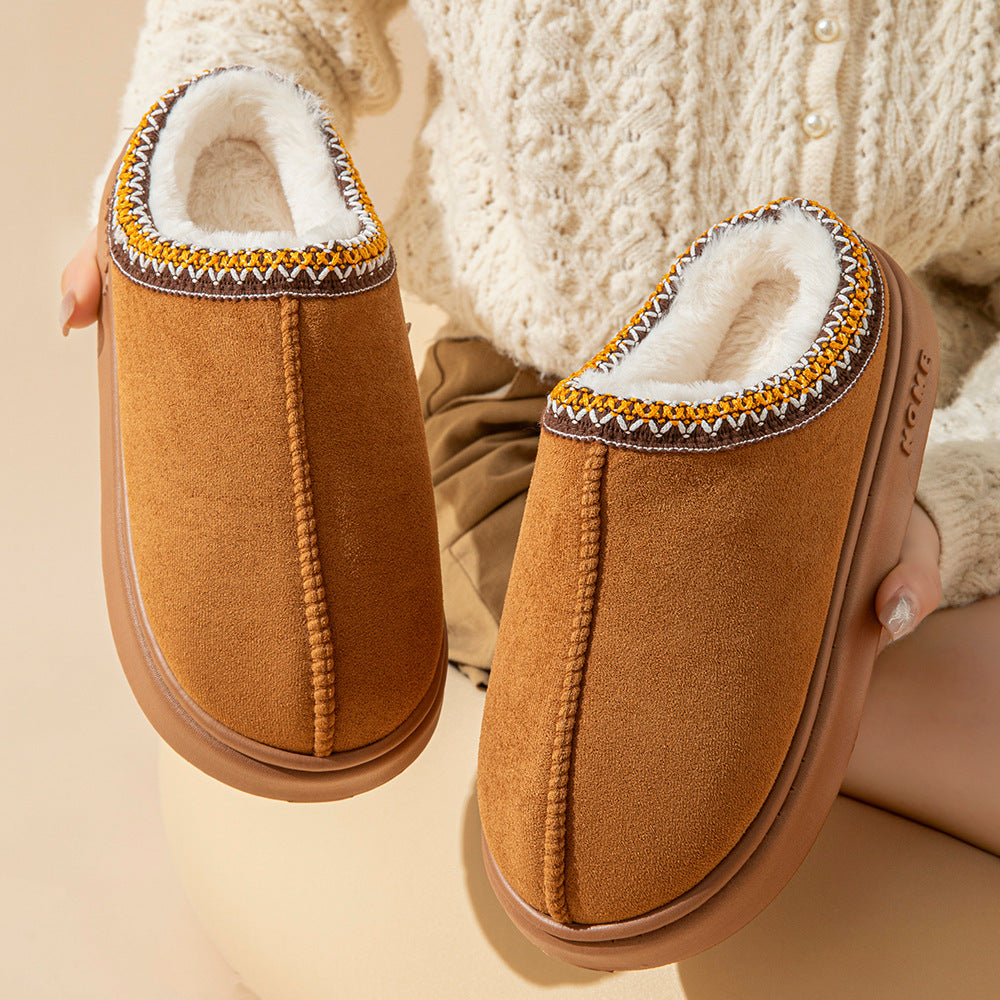 Imitation Deerskin Home Slippers with Thick Sole