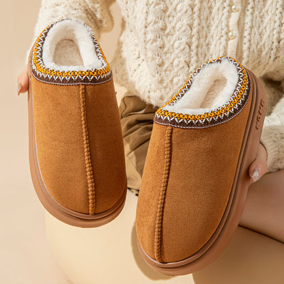 Imitation Deerskin Home Slippers with Thick Sole